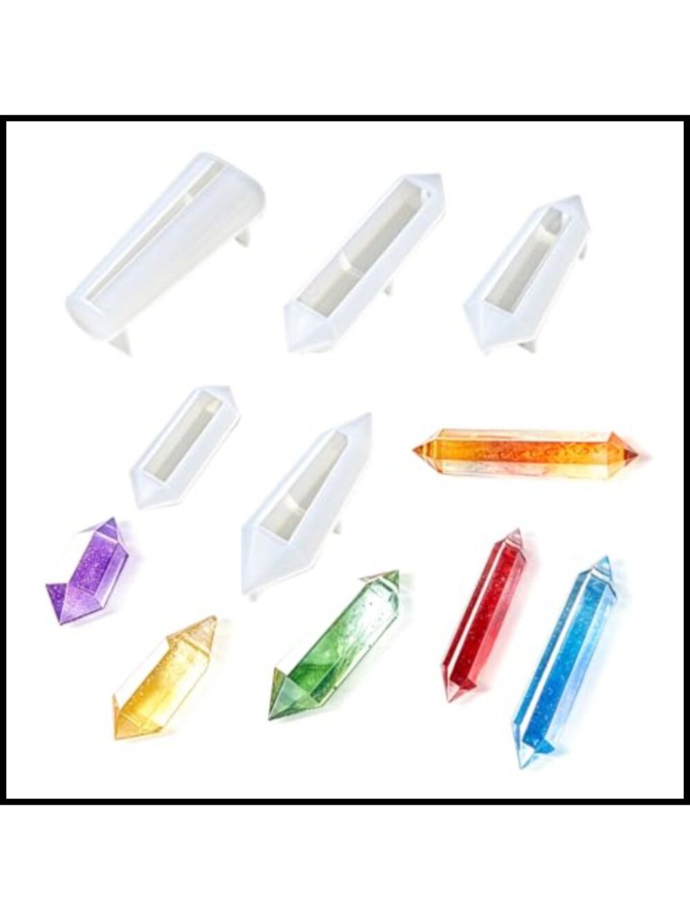5PCS Silicone Pendulum Resin Molds Quartz Gemstone Crystal Pendant DIY Epoxy